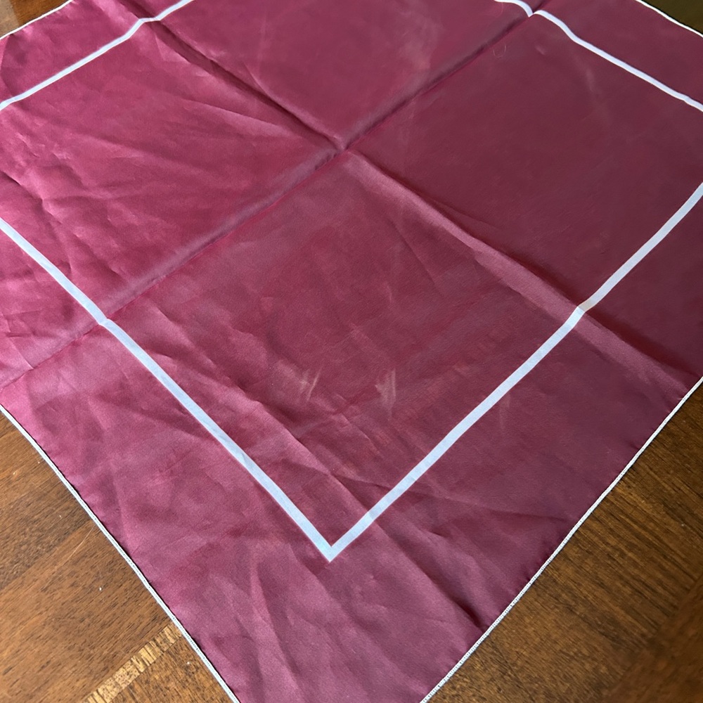 Elegant Burgundy Scarf with White Trim 25“ x 25“ designed by SISI